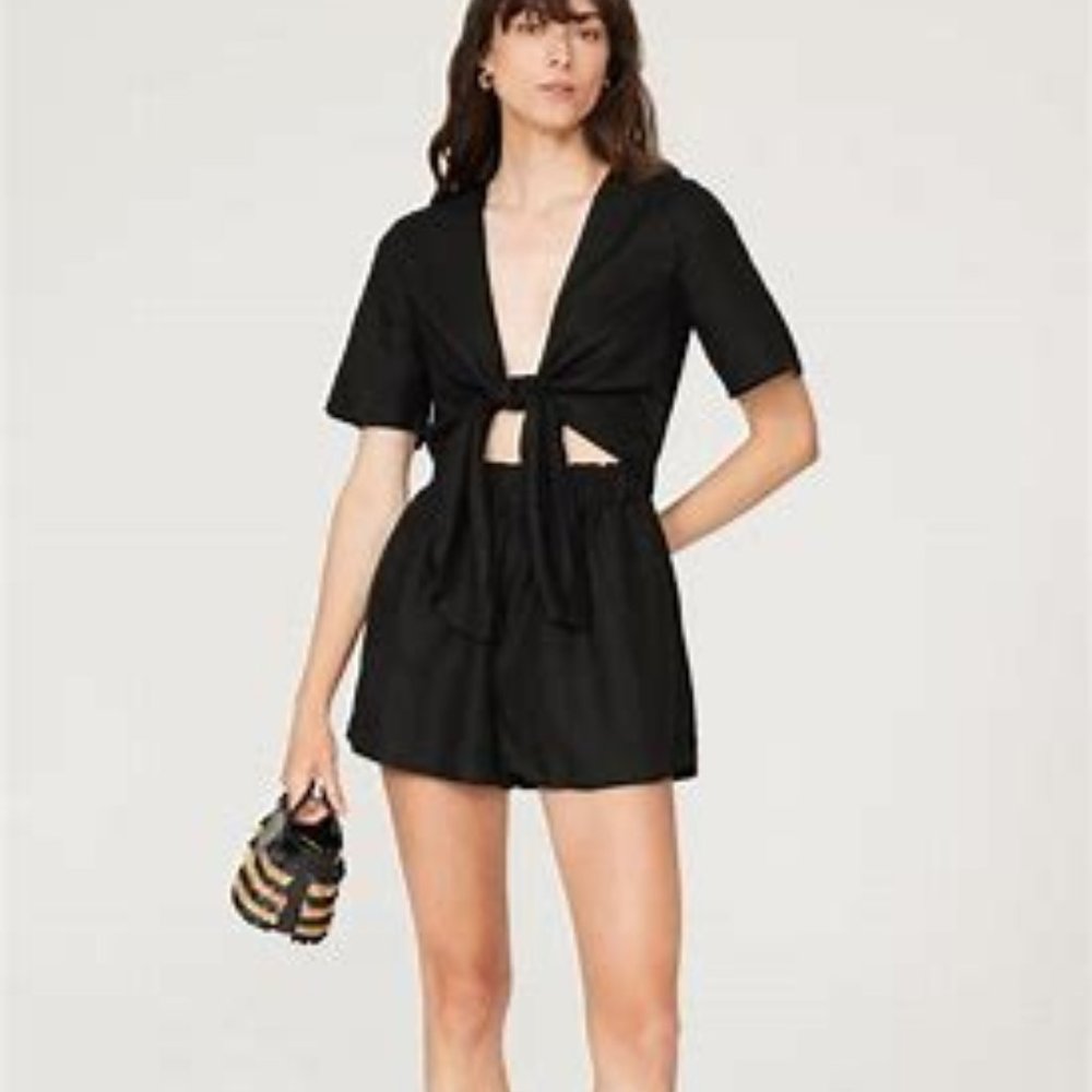 Thakoon Tie Front Romper in Black Size 0